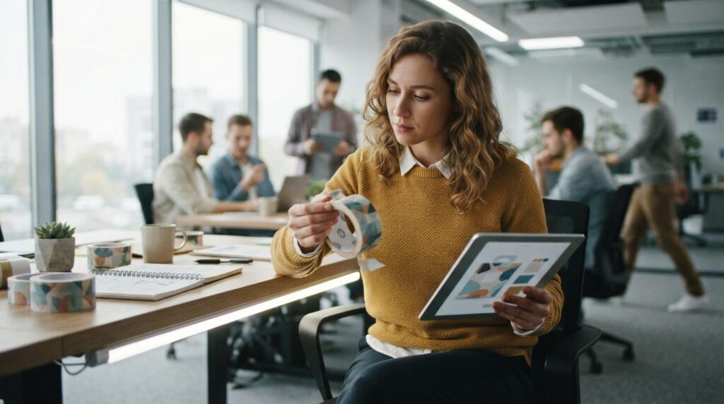 Young fashion entrepreneur woman in modern startup office ex