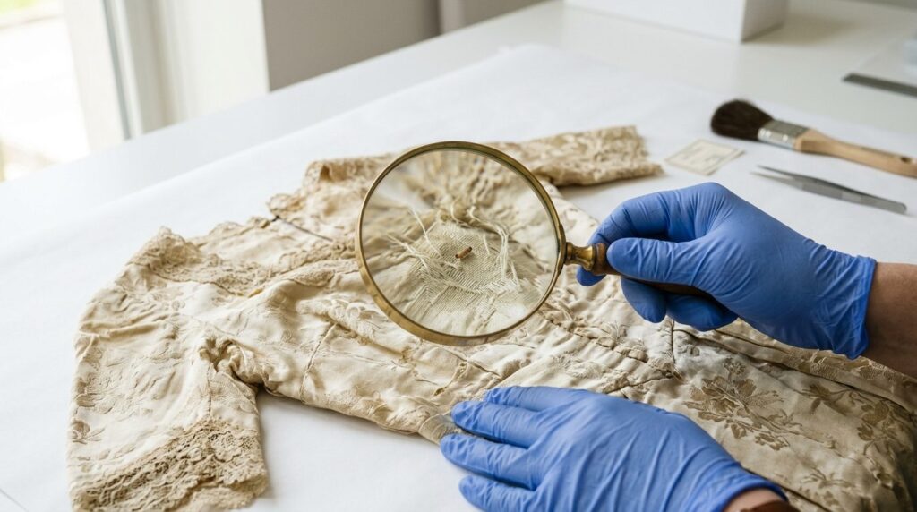 Close-up realistic image of a vintage dress or garment being